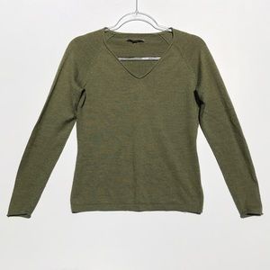 SMARTWOOL SIZE SMALL Sweater Knit Green V Neck Merino Long Raglan Style SWOSR254